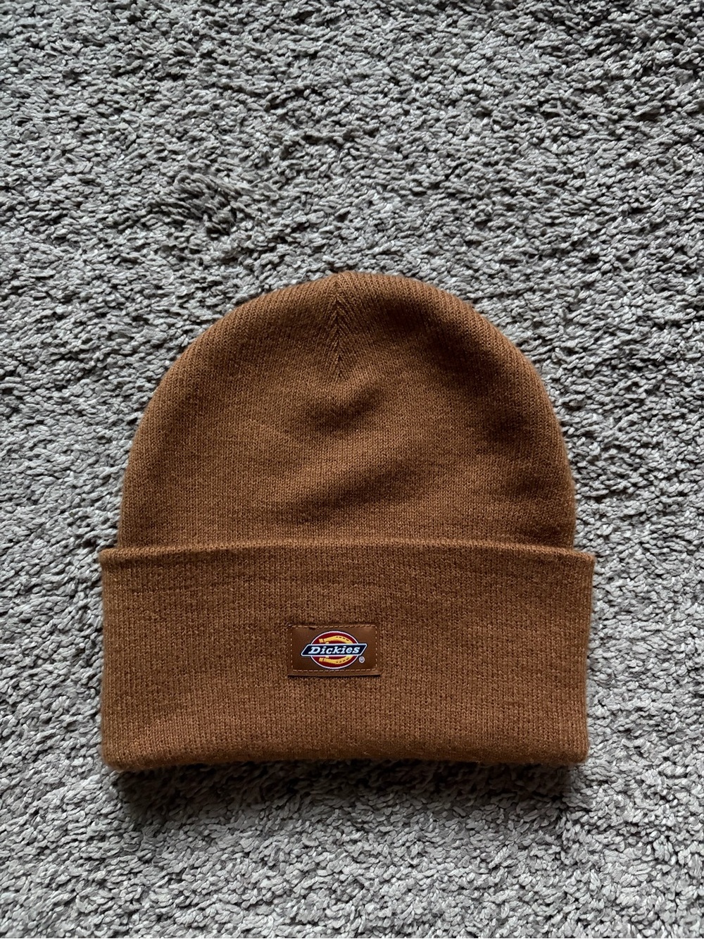 Dickies Brown Cuffed Beanie with Logo Patch